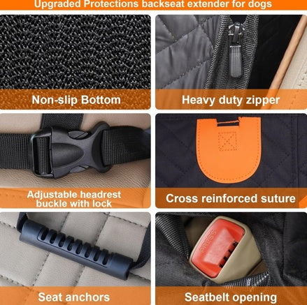 🚗 Dog Rear Seat Extension with Hard Bottom