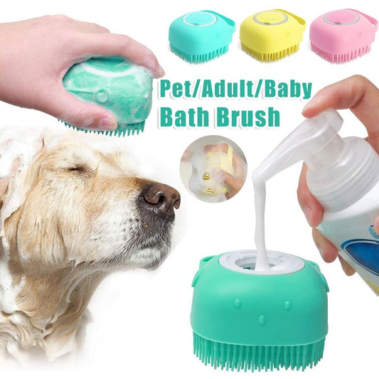 🧴 Silicone Pet Bath Brush –